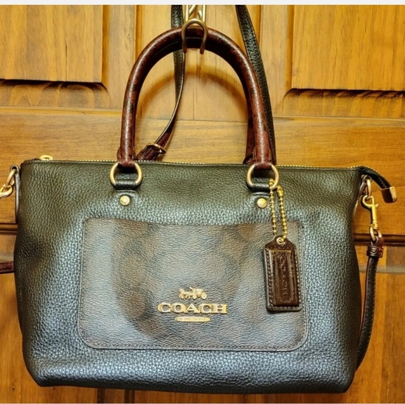Coach | Bags | Coach Mini Emma Python Accent Satchel Leather Shoulder ...